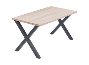 4064755155817 - Esstisch Küchentisch Schreibtisch Couchtisch aus Massivholz 120x80x76 cm (AxBxH) Design Roh   Anthrazit LEG-01-A-001-7016D - Lamo Manufaktur