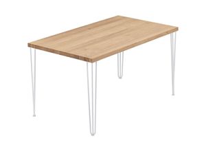 4064755155879 - Esstisch Küchentisch Schreibtisch Couchtisch aus Massivholz 120x80x76 cm (AxBxH) Creative Natur   Weiss LEG-01-A-002-9016Cr - Lamo Manufaktur