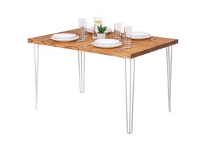 4064755155954 - Schreibtisch Esstisch Massivholz Küchentisch 120x80x76 cm Creative Esche Rustikal   Weiß LEG-01-A-003-9016Cr - Lamo Manufaktur