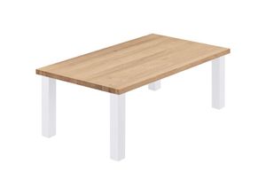 4064755156999 - Esstisch Küchentisch Schreibtisch Couchtisch aus Massivholz 120x80x47cm (AxBxH) Classic Natur   Weiss LGW-01-A-002-9016Cl - Lamo Manufaktur