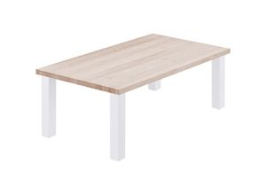 4064755157118 - Esstisch Küchentisch Schreibtisch Couchtisch aus Massivholz 120x80x47cm (AxBxH) Classic Roh   Weiss LGW-01-A-001-9016Cl - Lamo Manufaktur