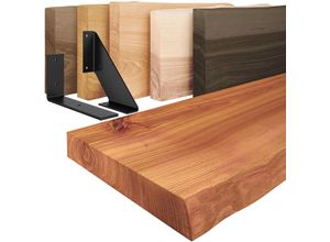 4064755158757 - LAMO Manufaktur Wandregal Holz Baumkante Holzregal Vintage Dunkel   Schwarz 160cm LW-01-A-004-160VS - Dunkel