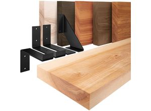 4064755159419 - Wandregal Holz Bücherregal Hängeregal Vintage Natur   Schwarz 100cm LWG-01-A-002-100VS - Natur - Lamo Manufaktur