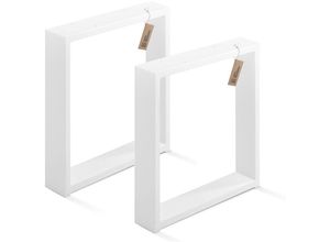 4064755161542 - Lamo Manufaktur - Tischbeine für Sitzbank Couchtisch Beistelltisch Simple Massive Vierkantprofil 80x20 mm Tischgestell 30x43 cm (BxH) Weiß 2