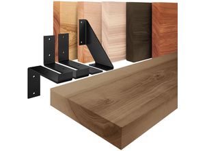 4064755171459 - Wandregal Holz Bücherregal Hängeregal Basic Nussbaum   Weiß 70cm LWG-01-A-005-70LW - Nussbaum - Lamo Manufaktur