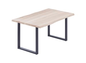 4064755186729 - Esstisch Küchentisch Schreibtisch Couchtisch aus Massivholz mit Baumkante 100x60x76 cm (AxBxH) Loft Roh   Anthrazit LOB-01-A-001-7016L - Lamo