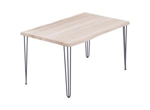 4064755186880 - Esstisch Küchentisch Schreibtisch Couchtisch aus Massivholz mit Baumkante 100x60x76 cm (AxBxH) Creative Roh   Anthrazit LOB-01-A-001-7016Cr