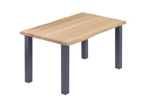 4064755186927 - Esstisch Küchentisch Schreibtisch Couchtisch aus Massivholz mit Baumkante 100x60x76 cm (AxBxH) Classic Natur   Anthrazit LOB-01-A-002-7016Cl