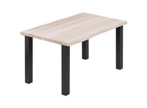 4064755187030 - Esstisch Küchentisch Schreibtisch Couchtisch aus Massivholz mit Baumkante 100x60x76 cm (AxBxH) Classic Roh   Schwarz LOB-01-A-001-9005Cl - Lamo