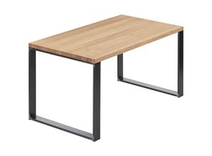 4064755187252 - Esstisch Küchentisch Schreibtisch Couchtisch aus Massivholz 100x60x76 cm (AxBxH) Modern Natur   Rohstahl mit Klarlack LOG-01-A-002-0000M - Lamo