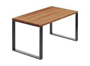 4064755187290 - Esstisch Küchentisch Schreibtisch Couchtisch aus Massivholz 100x60x76 cm (AxBxH) Modern Dunkel   Rohstahl mit Klarlack LOG-01-A-004-0000M - Lamo