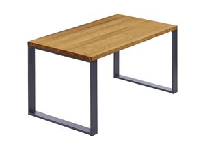 4064755187320 - Esstisch Küchentisch Schreibtisch Couchtisch aus Massivholz 100x60x76 cm (AxBxH) Modern Rustikal   Anthrazit LOG-01-A-003-7016M - Lamo Manufaktur