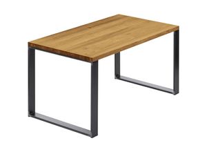 4064755187337 - Esstisch Küchentisch Schreibtisch Couchtisch aus Massivholz 100x60x76 cm (AxBxH) Modern Rustikal   Rohstahl mit Klarlack LOG-01-A-003-0000M