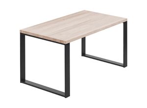 4064755187351 - Esstisch Küchentisch Schreibtisch Couchtisch aus Massivholz 100x60x76 cm (AxBxH) Modern Roh   Schwarz LOG-01-A-001-9005M - Lamo Manufaktur