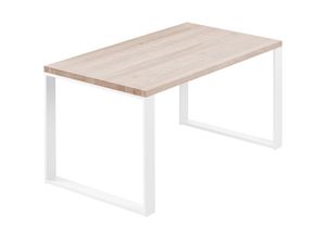 4064755187382 - Esstisch Küchentisch Schreibtisch Couchtisch aus Massivholz 100x60x76 cm (AxBxH) Modern Roh   Weiss LOG-01-A-001-9016M - Lamo Manufaktur