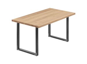 4064755187412 - Esstisch Küchentisch Schreibtisch Couchtisch aus Massivholz 100x60x76 cm (AxBxH) Loft Natur   Rohstahl mit Klarlack LOG-01-A-002-0000L - Lamo