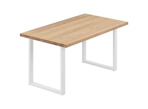 4064755187429 - Esstisch Küchentisch Schreibtisch Couchtisch aus Massivholz 100x60x76 cm (AxBxH) Loft Natur   Weiss LOG-01-A-002-9016L - Lamo Manufaktur