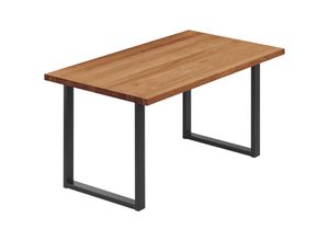 4064755187436 - Esstisch Küchentisch Schreibtisch Couchtisch aus Massivholz 100x60x76 cm (AxBxH) Loft Dunkel   Schwarz LOG-01-A-004-9005L - Lamo Manufaktur