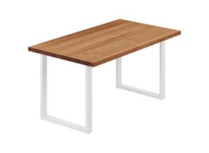 4064755187467 - Esstisch Küchentisch Schreibtisch Couchtisch aus Massivholz 100x60x76 cm (AxBxH) Loft Dunkel   Weiss LOG-01-A-004-9016L - Lamo Manufaktur