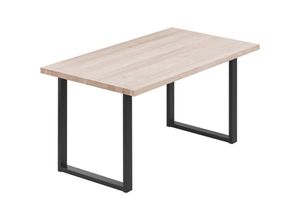 4064755187511 - Esstisch Küchentisch Schreibtisch Couchtisch aus Massivholz 100x60x76 cm (AxBxH) Loft Roh   Schwarz LOG-01-A-001-9005L - Lamo Manufaktur