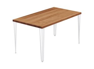 4064755187627 - Esstisch Küchentisch Schreibtisch Couchtisch aus Massivholz 100x60x76 cm (AxBxH) Creative Dunkel   Weiss LOG-01-A-004-9016Cr - Lamo Manufaktur