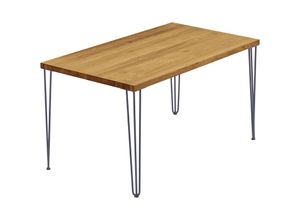 4064755187641 - LAMO Manufaktur Esstisch Küchentisch Schreibtisch Couchtisch aus Massivholz 100x60x76 cm (AxBxH) Creative Rustikal   Anthrazit LOG-01-A-003-7016Cr