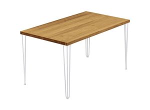 4064755187665 - Esstisch Küchentisch Schreibtisch Couchtisch aus Massivholz 100x60x76 cm (AxBxH) Creative Rustikal   Weiss LOG-01-A-003-9016Cr - Lamo Manufaktur