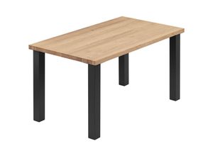 4064755187719 - Esstisch Küchentisch Schreibtisch Couchtisch aus Massivholz 100x60x76 cm (AxBxH) Classic Natur   Schwarz LOG-01-A-002-9005Cl - Lamo Manufaktur