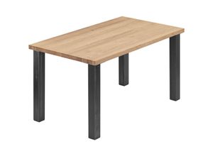 4064755187733 - Esstisch Küchentisch Schreibtisch Couchtisch aus Massivholz 100x60x76 cm (AxBxH) Classic Natur   Rohstahl mit Klarlack LOG-01-A-002-0000Cl - Lamo