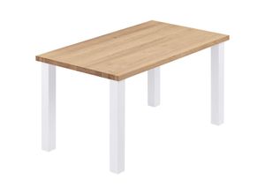 4064755187740 - Esstisch Küchentisch Schreibtisch Couchtisch aus Massivholz 100x60x76 cm (AxBxH) Classic Natur   Weiss LOG-01-A-002-9016Cl - Lamo Manufaktur