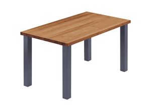 4064755187764 - Esstisch Küchentisch Schreibtisch Couchtisch aus Massivholz 100x60x76 cm (AxBxH) Classic Dunkel   Anthrazit LOG-01-A-004-7016Cl - Lamo Manufaktur