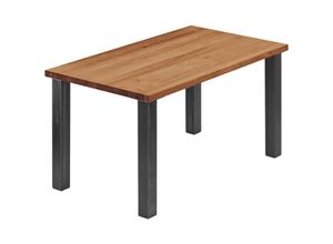 4064755187771 - Esstisch Küchentisch Schreibtisch Couchtisch aus Massivholz 100x60x76 cm (AxBxH) Classic Dunkel   Rohstahl mit Klarlack LOG-01-A-004-0000Cl