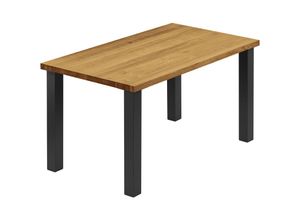 4064755187795 - Esstisch Küchentisch Schreibtisch Couchtisch aus Massivholz 100x60x76 cm (AxBxH) Classic Rustikal   Schwarz LOG-01-A-003-9005Cl - Lamo Manufaktur