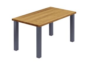 4064755187801 - Esstisch Küchentisch Schreibtisch Couchtisch aus Massivholz 100x60x76 cm (AxBxH) Classic Rustikal   Anthrazit LOG-01-A-003-7016Cl - Lamo