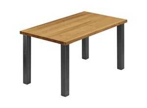 4064755187818 - Esstisch Küchentisch Schreibtisch Couchtisch aus Massivholz 100x60x76 cm (AxBxH) Classic Rustikal   Rohstahl mit Klarlack LOG-01-A-003-0000Cl