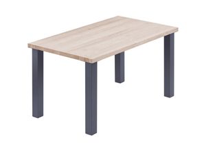 4064755187849 - Esstisch Küchentisch Schreibtisch Couchtisch aus Massivholz 100x60x76 cm (AxBxH) Classic Roh   Anthrazit LOG-01-A-001-7016Cl - Lamo Manufaktur