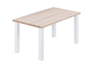 4064755187863 - Esstisch Küchentisch Schreibtisch Couchtisch aus Massivholz 100x60x76 cm (AxBxH) Classic Roh   Weiss LOG-01-A-001-9016Cl - Lamo Manufaktur