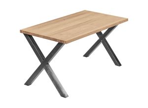 4064755189331 - Esstisch Küchentisch Schreibtisch Couchtisch aus Massivholz 100x80x76 cm (AxBxH) Design Natur   Rohstahl mit Klarlack LUG-01-A-002-0000D - Lamo