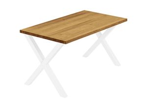 4064755189423 - Esstisch Küchentisch Schreibtisch Couchtisch aus Massivholz 100x80x76 cm (AxBxH) Design Rustikal   Weiss LUG-01-A-003-9016D - Lamo Manufaktur