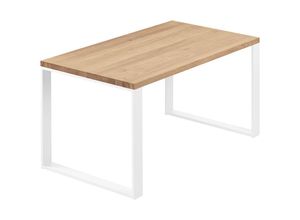 4064755190788 - Esstisch Küchentisch Schreibtisch Couchtisch aus Massivholz 120x60x76 cm (AxBxH) Modern Natur   Weiss LCG-01-A-002-9016M - Lamo Manufaktur