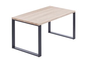 4064755192485 - Esstisch Küchentisch Schreibtisch Couchtisch aus Massivholz 140x60x76 cm (AxBxH) Modern Roh   Anthrazit LNG-01-A-001-7016M - Lamo Manufaktur