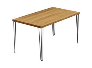 4064755192751 - Esstisch Küchentisch Schreibtisch Couchtisch aus Massivholz 140x60x76 cm (AxBxH) Creative Rustikal   Schwarz LNG-01-A-003-9005Cr - Lamo Manufaktur