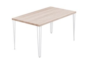 4064755194748 - Esstisch Küchentisch Schreibtisch Couchtisch aus Massivholz 140x80x76 cm (AxBxH) Creative Roh   Weiss LAG-01-A-001-9016Cr - Lamo Manufaktur