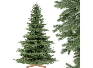 4064755202504 - Weihnachtsbaum künstlich 220cm alpentanne Premium mit Christbaum Holzständer Tannenbaum künstlich mit Naturgetreue Spritzguss Elemente - Fairytrees