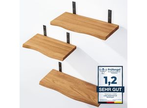 4064755204966 - 3 Stück Wandregal Holz 42 36 30cm Schweberegal Massiv 100% Echtholz Hängeregal für Wohnzimmer Schlafzimmer Küche Büro Badezimmer Wandregale set 1