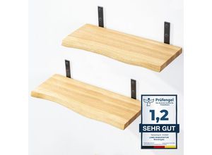 4064755205000 - Lamo Manufaktur - 2 Stück Wandregal Holz 2x 42cm Schweberegal Massiv 100% Echtholz Hängeregal für Wohnzimmer Schlafzimmer Küche Büro Badezimmer