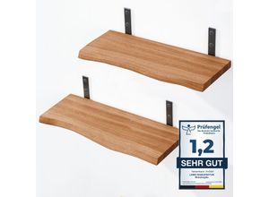 4064755205024 - Lamo Manufaktur - 2 Stück Wandregal Holz 2x 42cm Schweberegal Massiv 100% Echtholz Hängeregal für Wohnzimmer Schlafzimmer Küche Büro Badezimmer