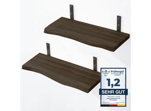 4064755205048 - Lamo Manufaktur - 2 Stück Wandregal Holz 2x 42cm Schweberegal Massiv 100% Echtholz Hängeregal für Wohnzimmer Schlafzimmer Küche Badezimmer