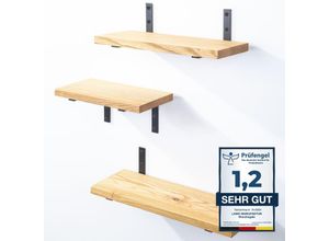 4064755205055 - 3 Stück Wandregal Holz 42 36 30cm Schweberegal Massiv 100% Echtholz Hängeregal für Wohnzimmer Schlafzimmer Küche Büro Badezimmer Wandregale set 3