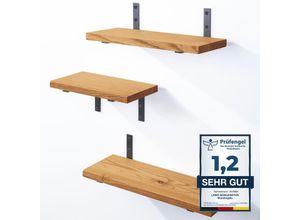 4064755205062 - 3 Stück Wandregal Holz 42 36 30cm Schweberegal Massiv 100% Echtholz Hängeregal für Wohnzimmer Schlafzimmer Küche Büro Badezimmer Wandregale set 3